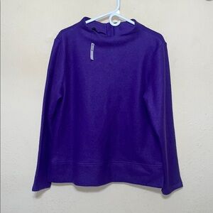 Talbots button back funnel neck Purple Long Sleeve sweater